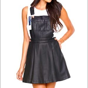 Forever 21 black faux leather skirt romper